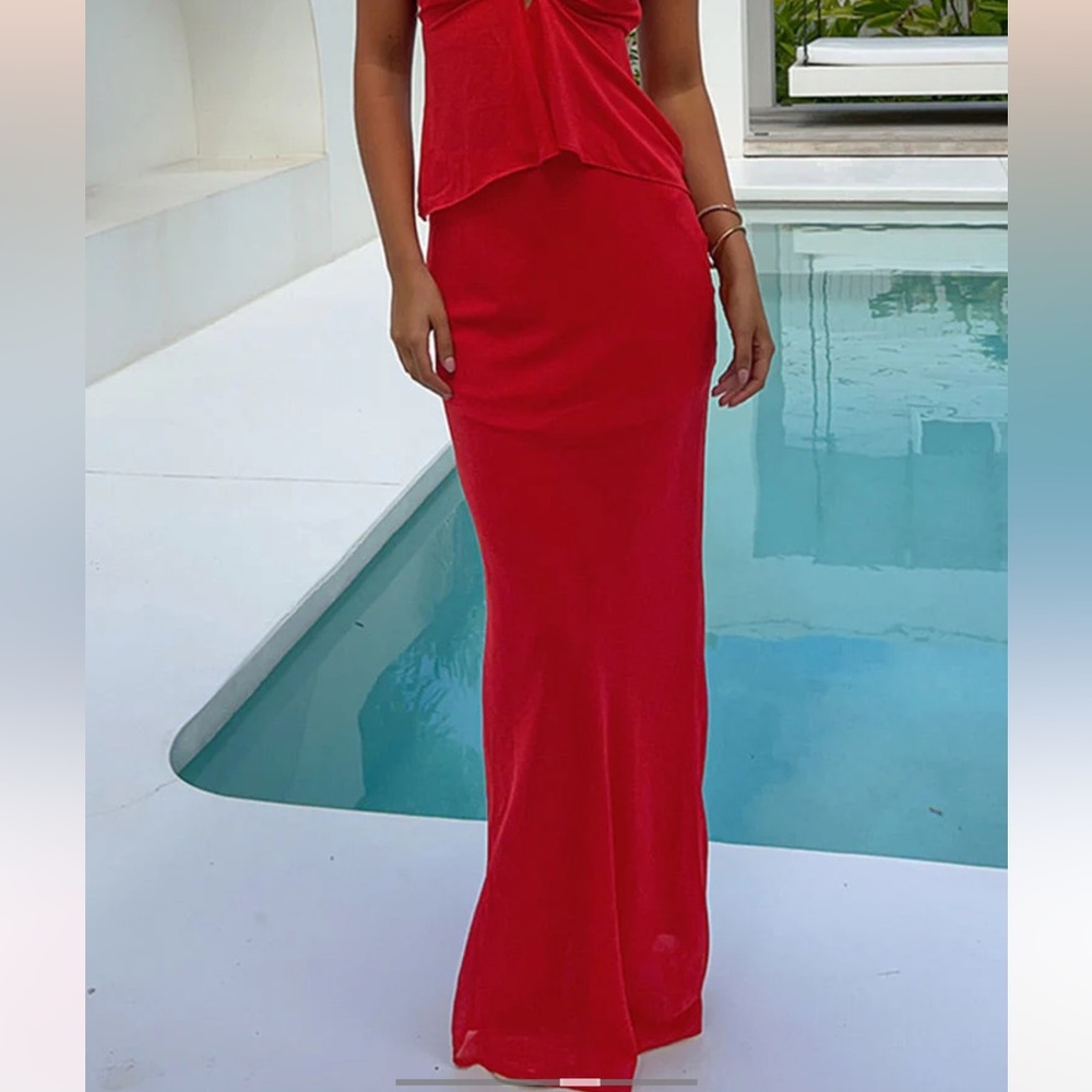 Beginning Boutique Jacquline RedMaxi Skirt